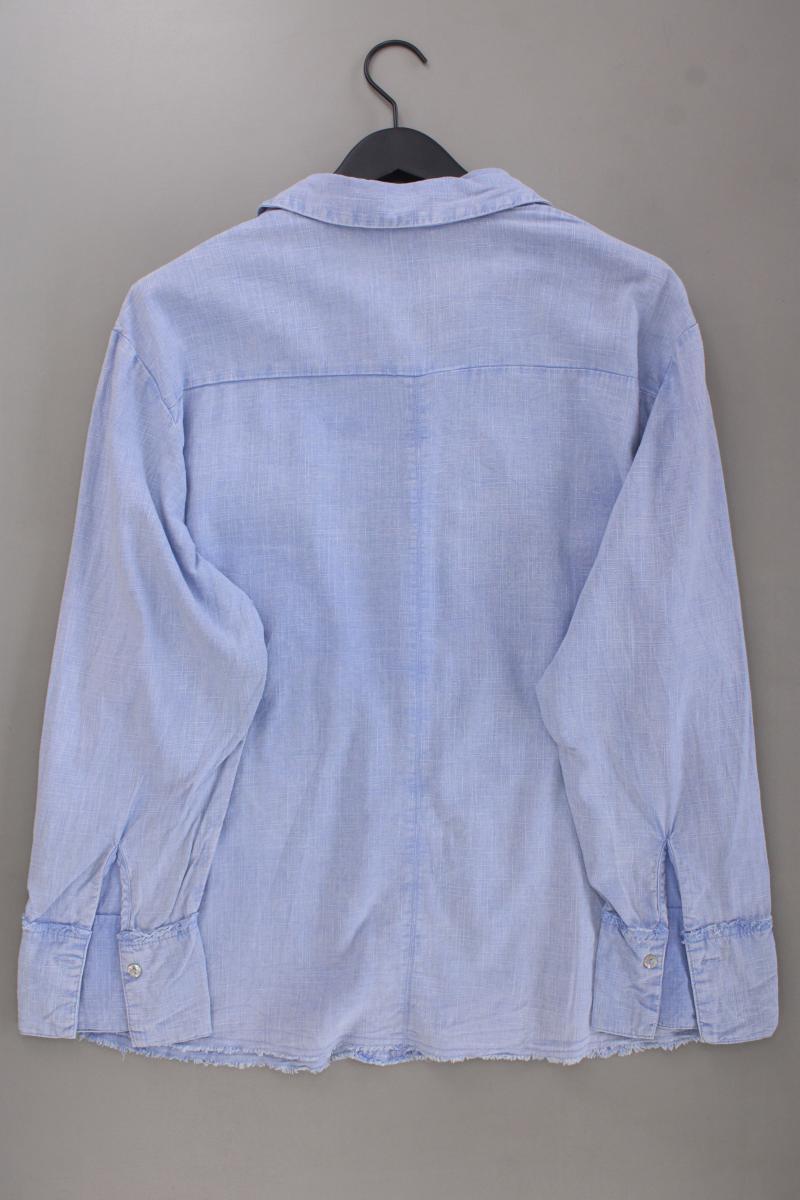 H&M Divided Bluse mit Leinen Gr. L Langarm blau aus Viskose