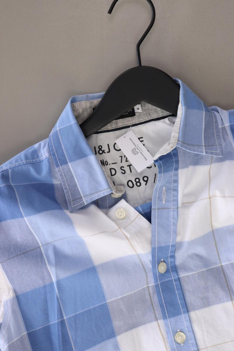 Jack & Jones Karohemd für Herren Gr. S kariert Kurzarm blau aus Baumwolle