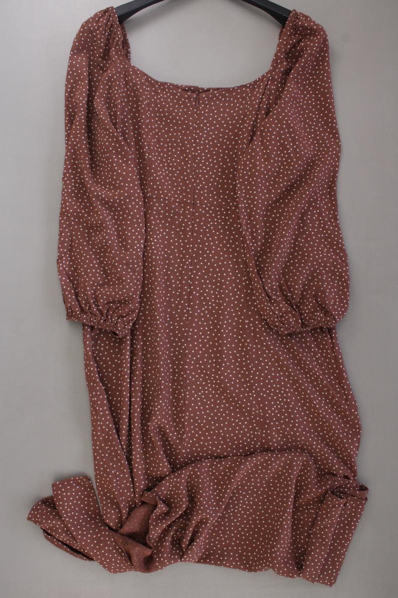 New Look Langarmkleid Gr. 44 gepunktet mit Carmen-Ausschnitt braun aus Viskose