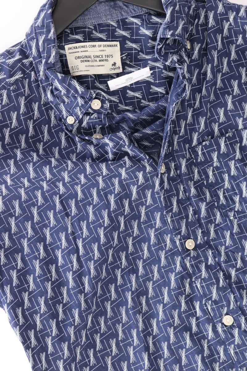 Jack & Jones Kurzarmhemd für Herren Gr. S blau aus Baumwolle