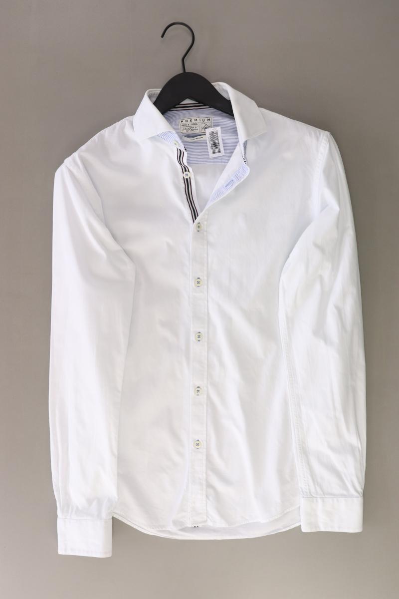 Jack & Jones Langarmhemd für Herren Gr. M weiß aus Baumwolle