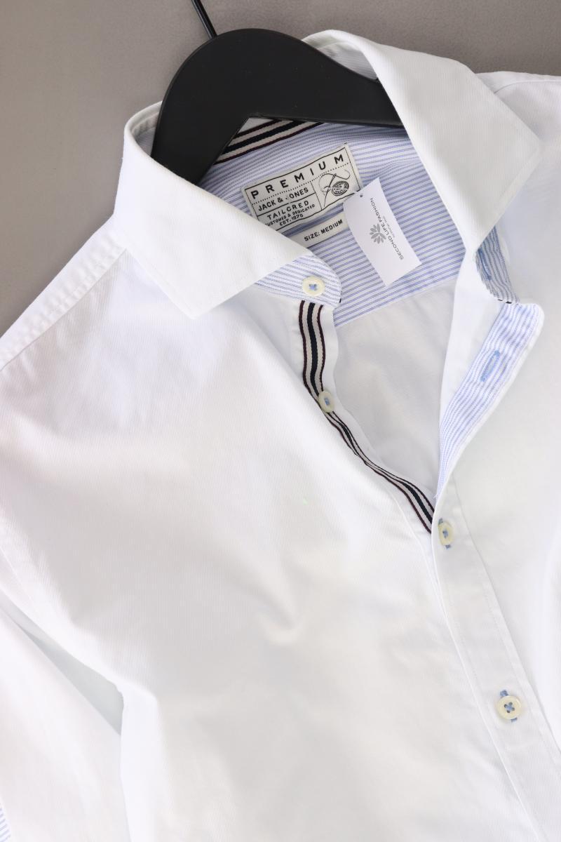 Jack & Jones Langarmhemd für Herren Gr. M weiß aus Baumwolle