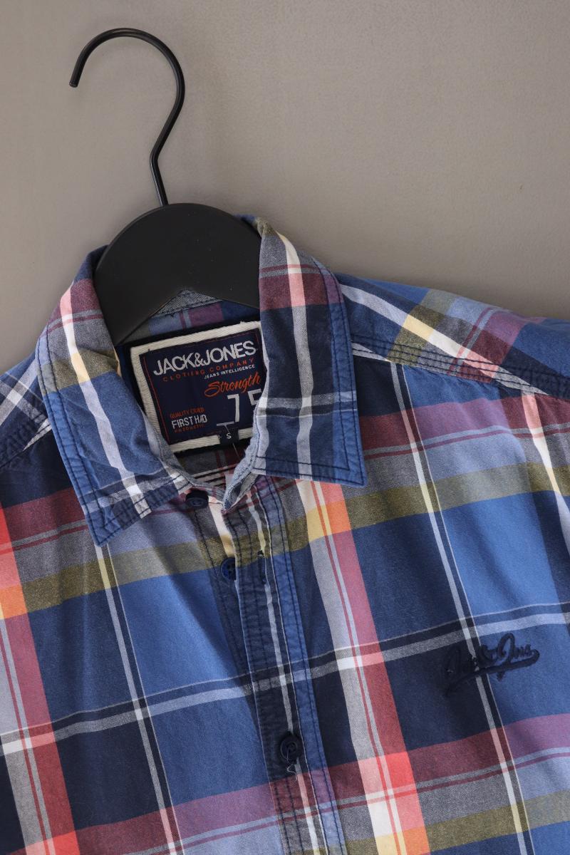 Jack & Jones Karohemd für Herren Gr. S kariert Kurzarm blau aus Baumwolle