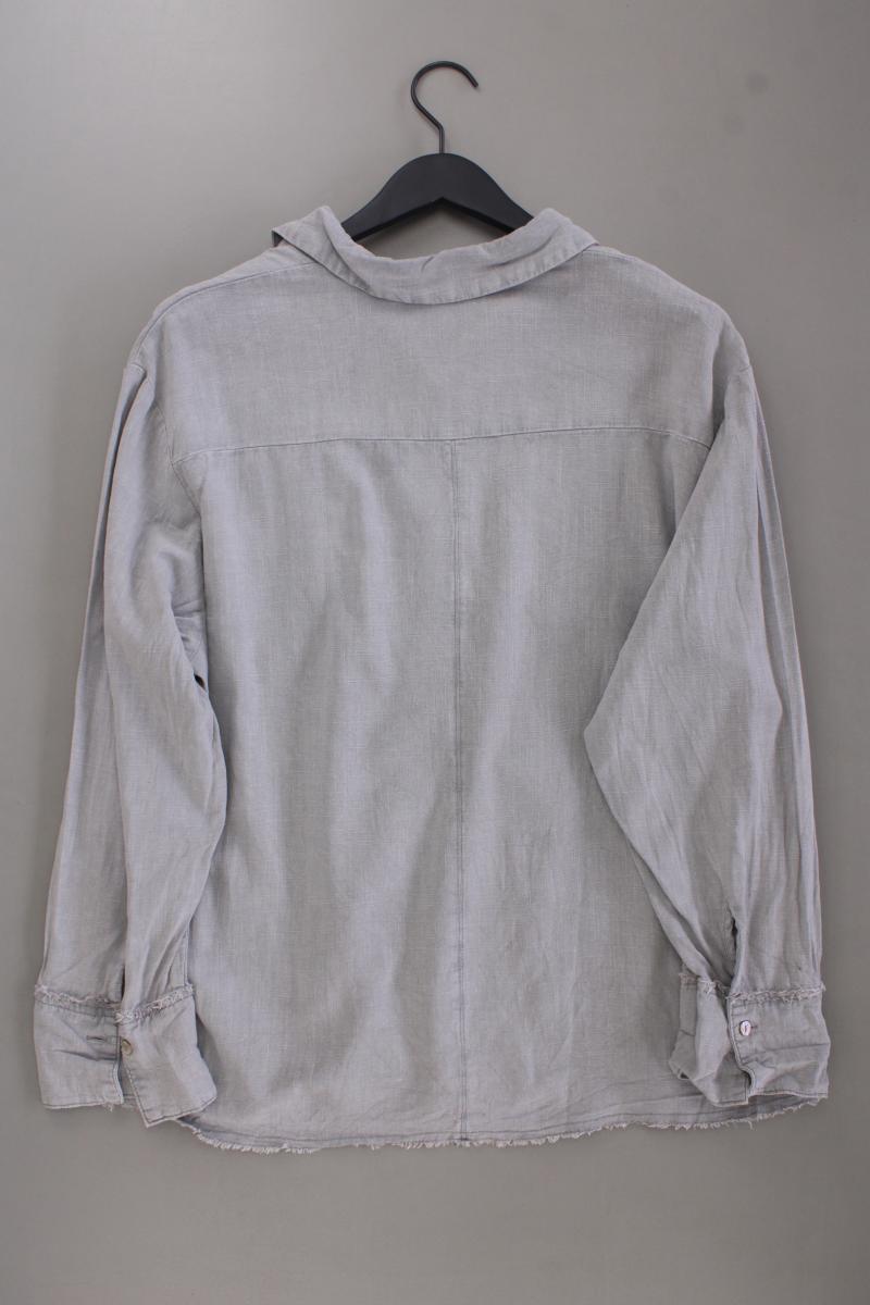 H&M Divided Bluse mit Leinen Gr. L Langarm grau aus Viskose