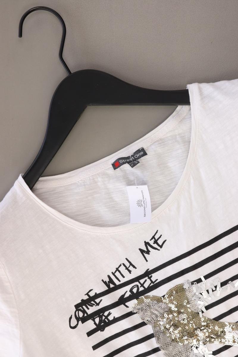 Street One Printshirt Gr. 40 Kurzarm weiß aus Baumwolle