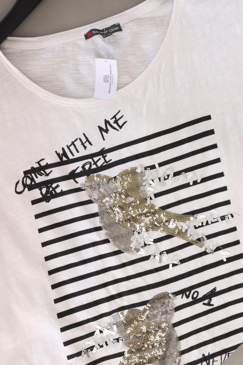 Street One Printshirt Gr. 40 Kurzarm weiß aus Baumwolle