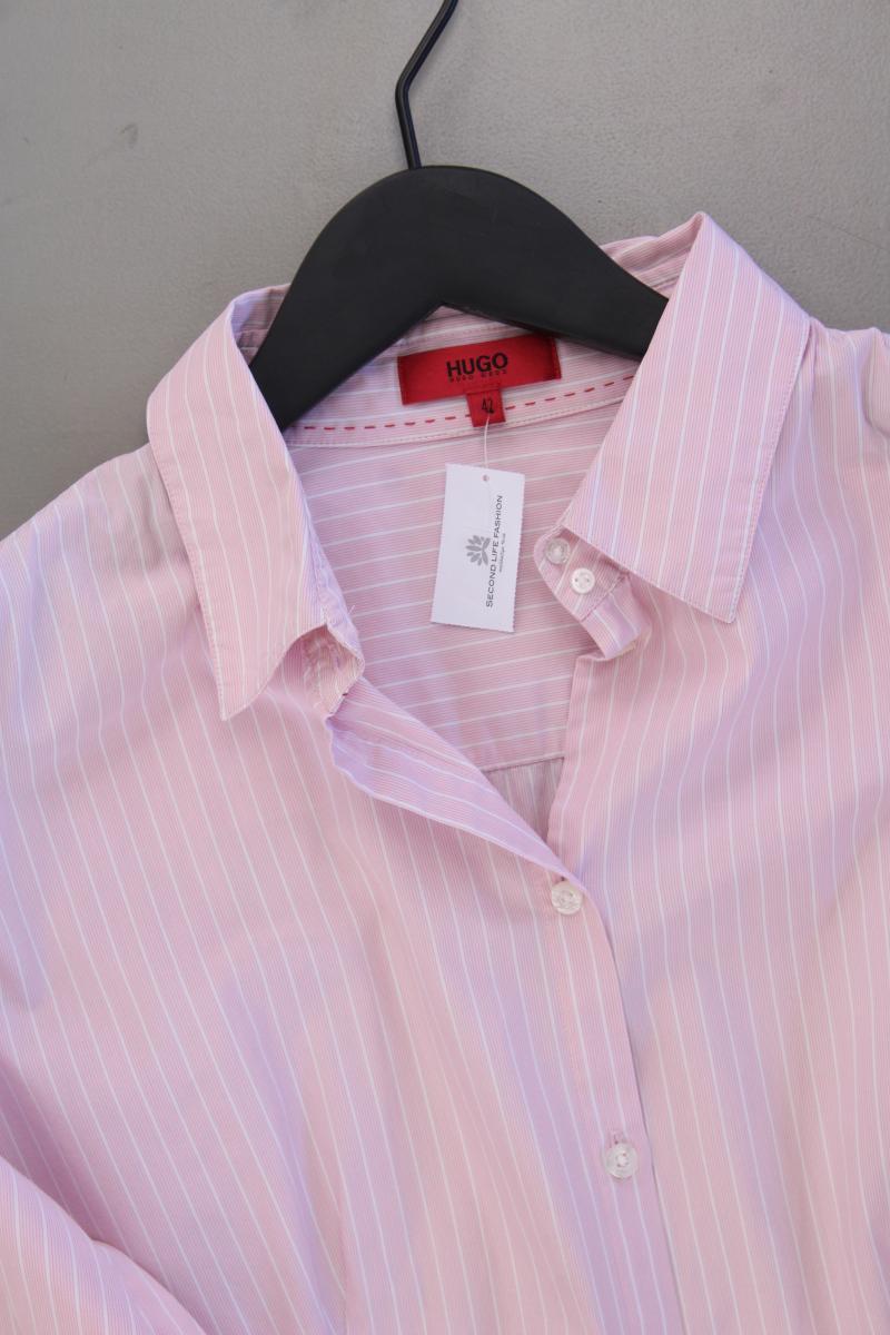 Hugo Boss Langarmbluse Gr. 42 gestreift neuwertig rosa aus Baumwolle
