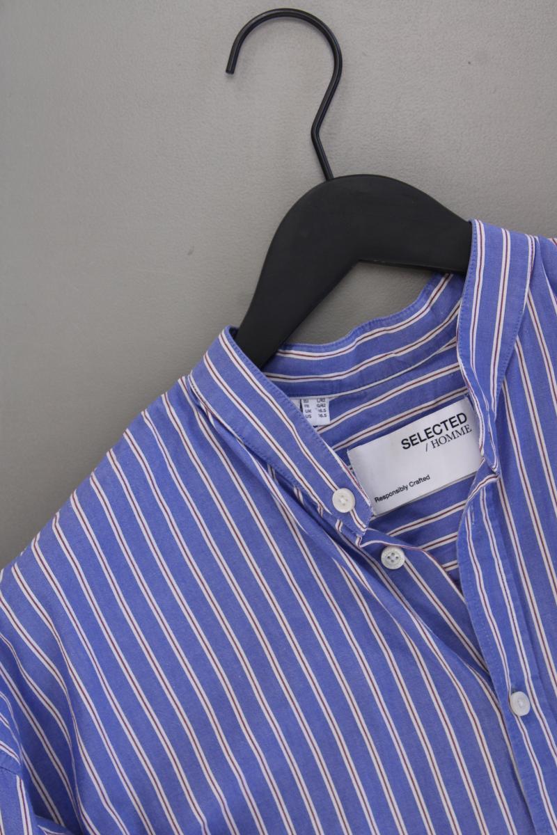 Selected Homme Langarmhemd für Herren Gr. L gestreift blau aus Baumwolle