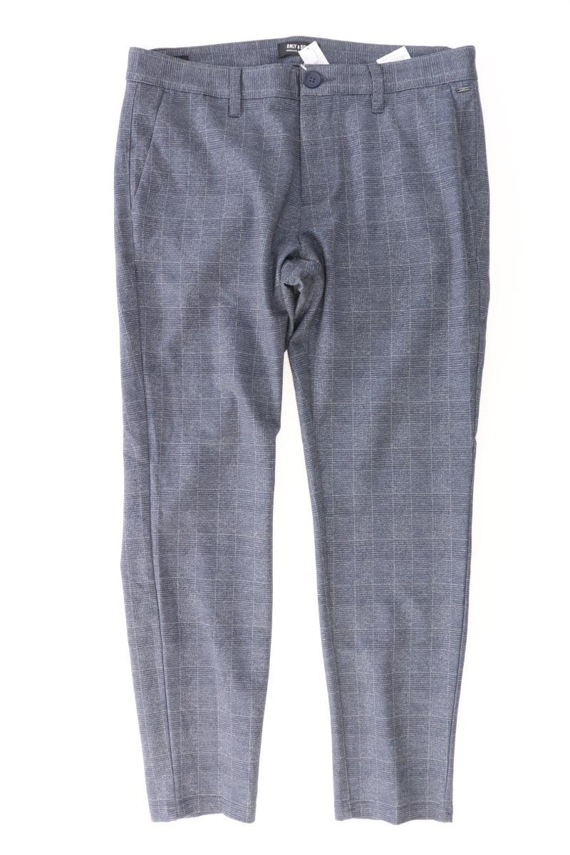 ONLY & SONS Stoffhose für Herren Gr. W33/L30 kariert blau aus Viskose