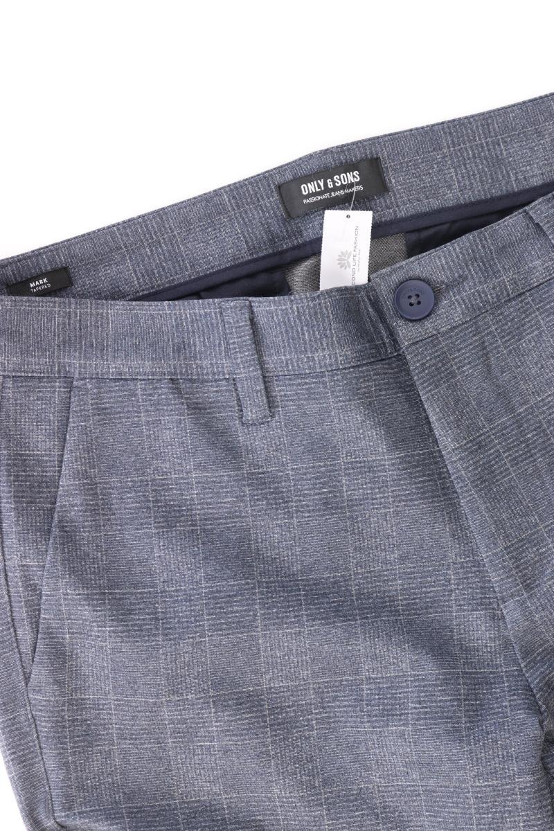 ONLY & SONS Stoffhose für Herren Gr. W33/L30 kariert blau aus Viskose