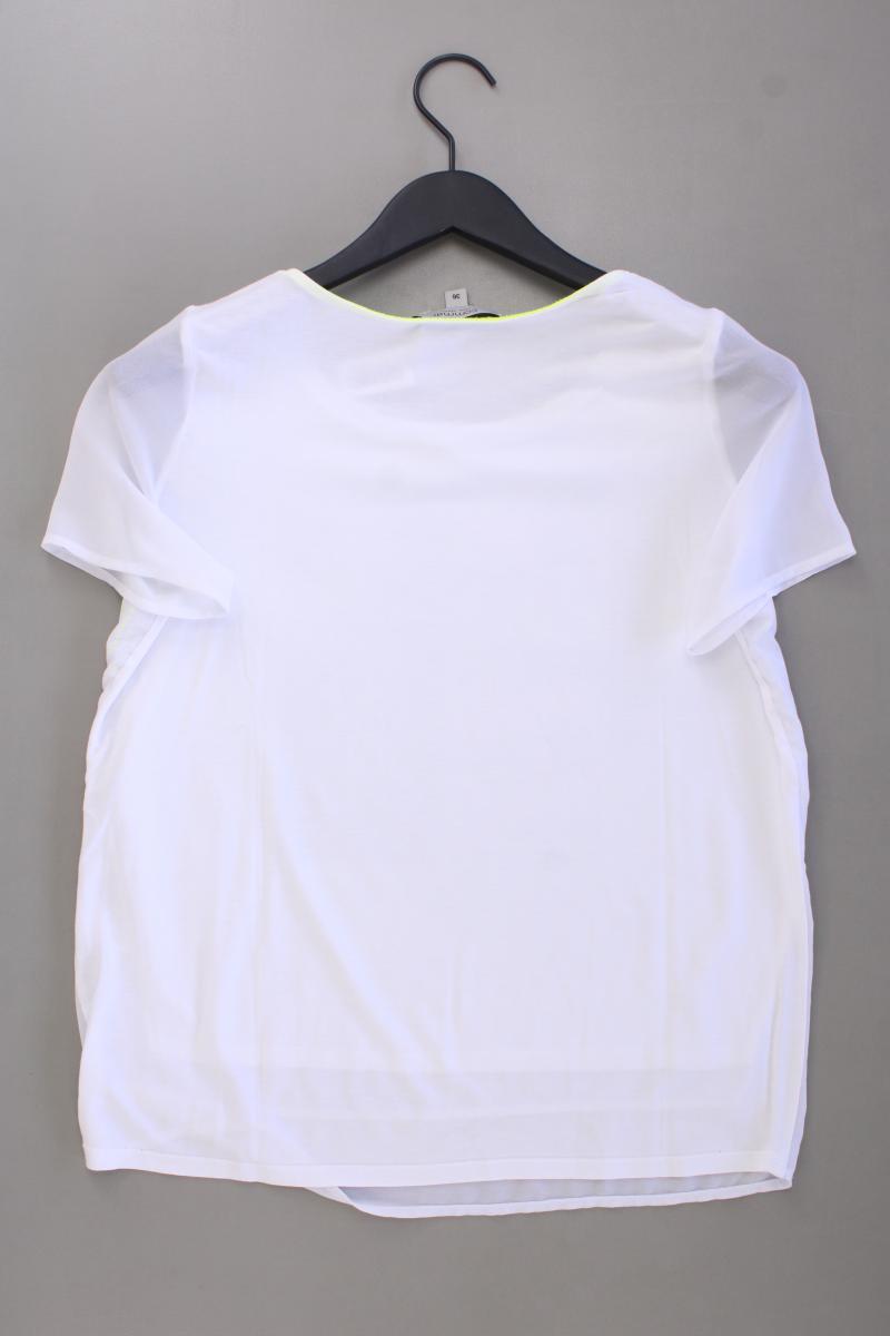 comma, Kurzarmbluse Gr. 36 neuwertig weiß aus Polyester
