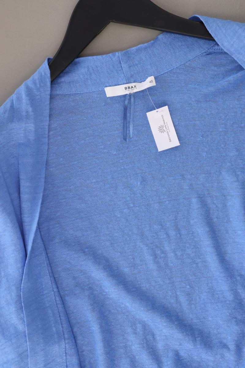 Brax Strickjacke Gr. 40 3/4 Ärmel blau aus Leinen