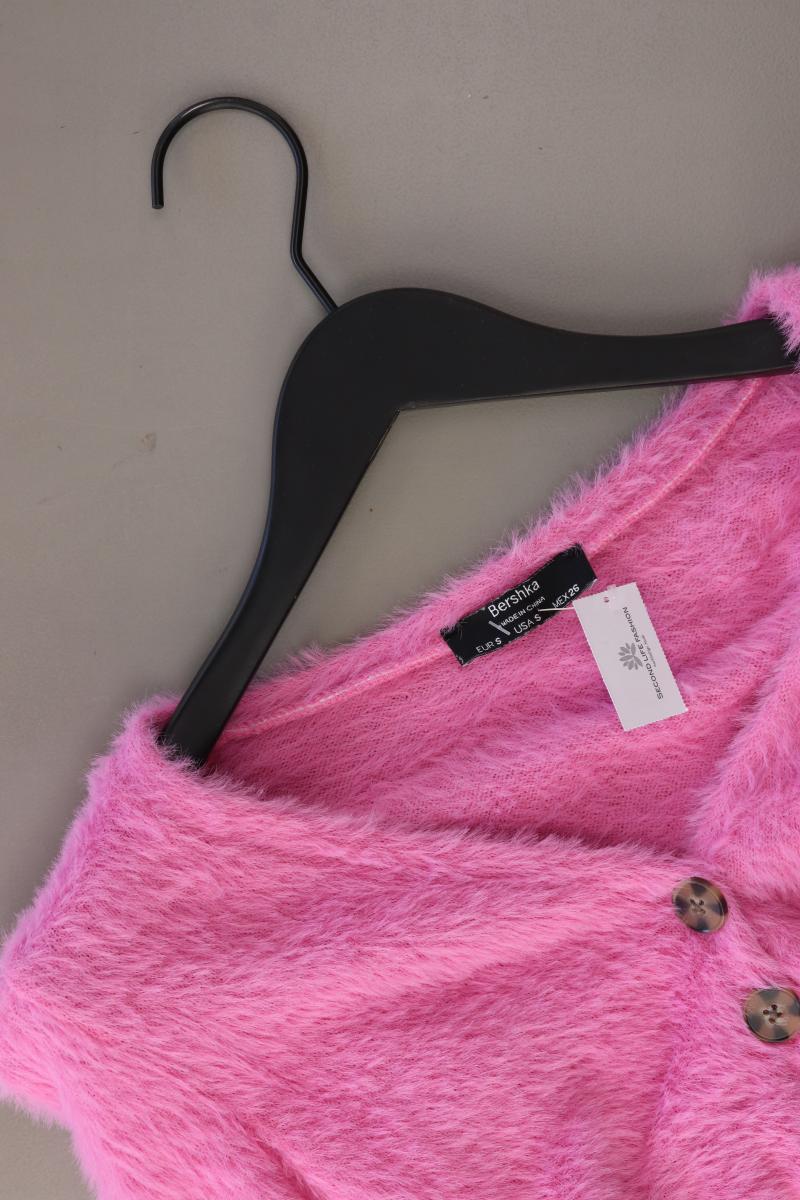 Bershka Cropped Cardigan Gr. S Langarm rosa aus Polyester