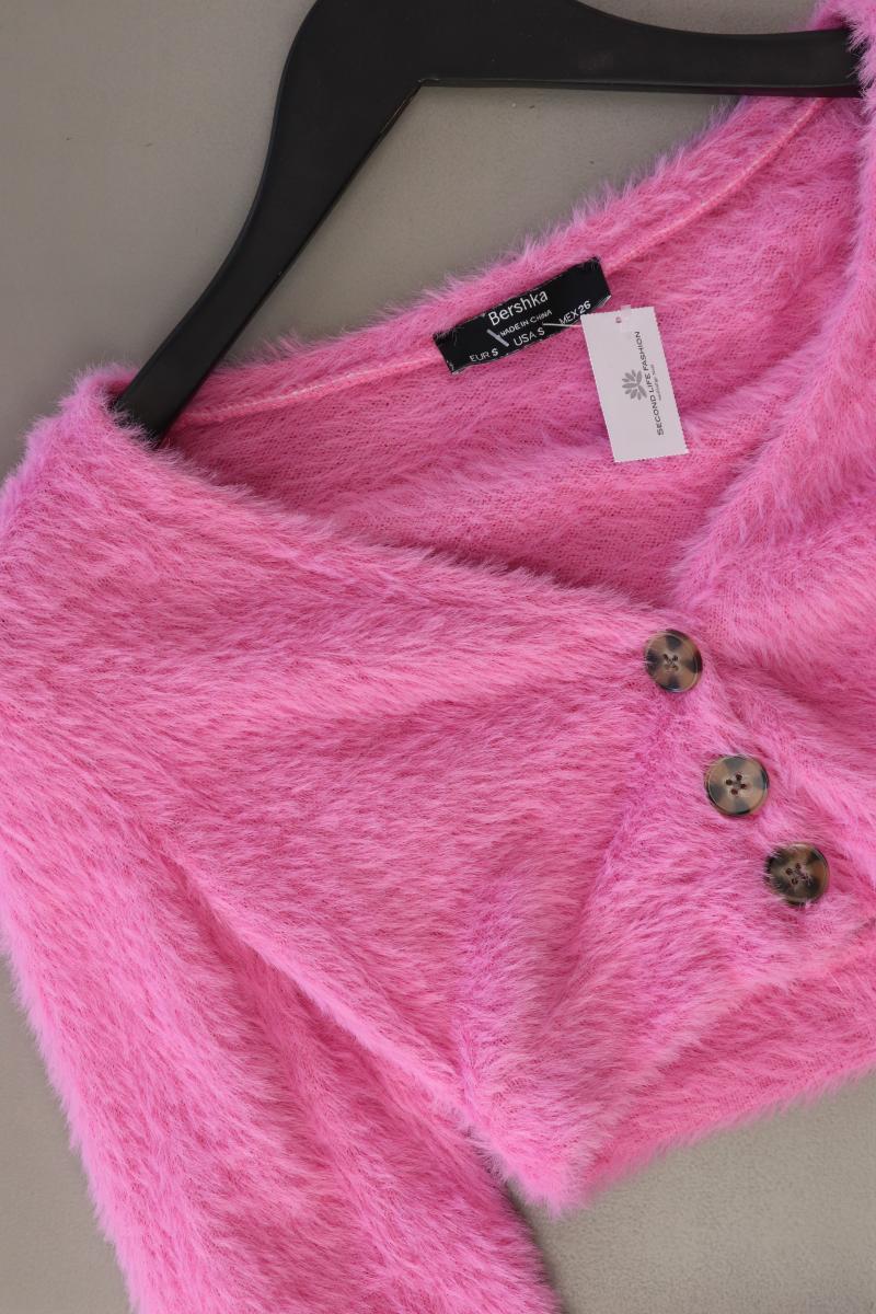 Bershka Cropped Cardigan Gr. S Langarm rosa aus Polyester