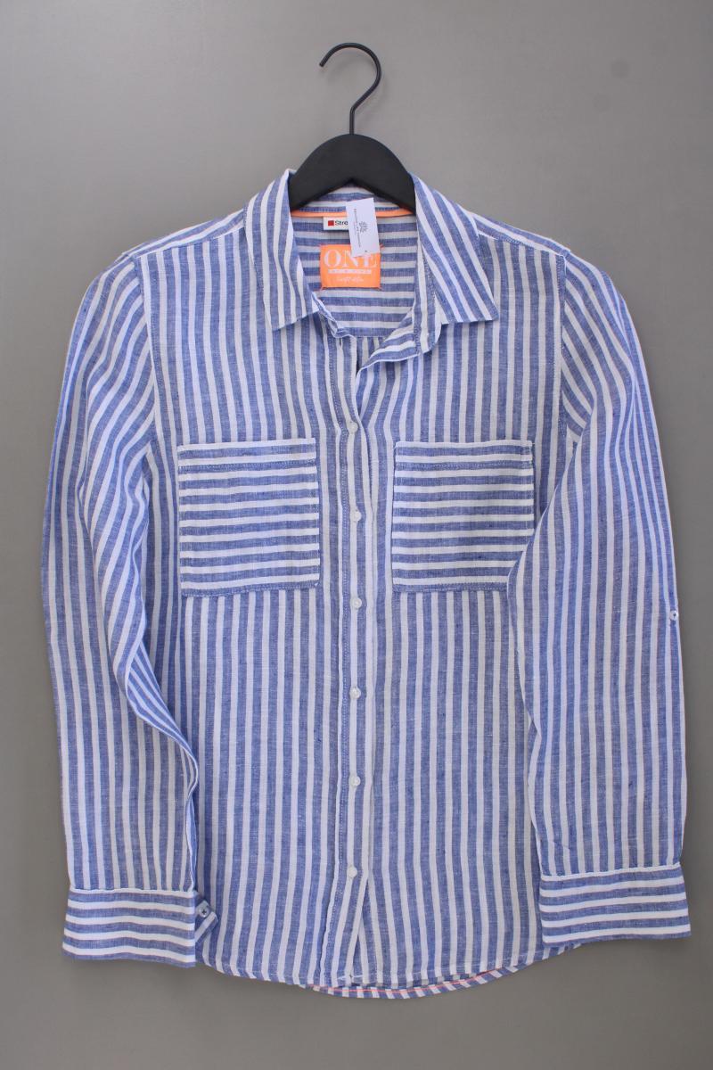 Street One Leinenbluse Gr. 36 gestreift neuwertig Langarm blau