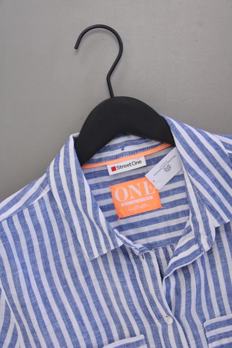 Street One Leinenbluse Gr. 36 gestreift neuwertig Langarm blau
