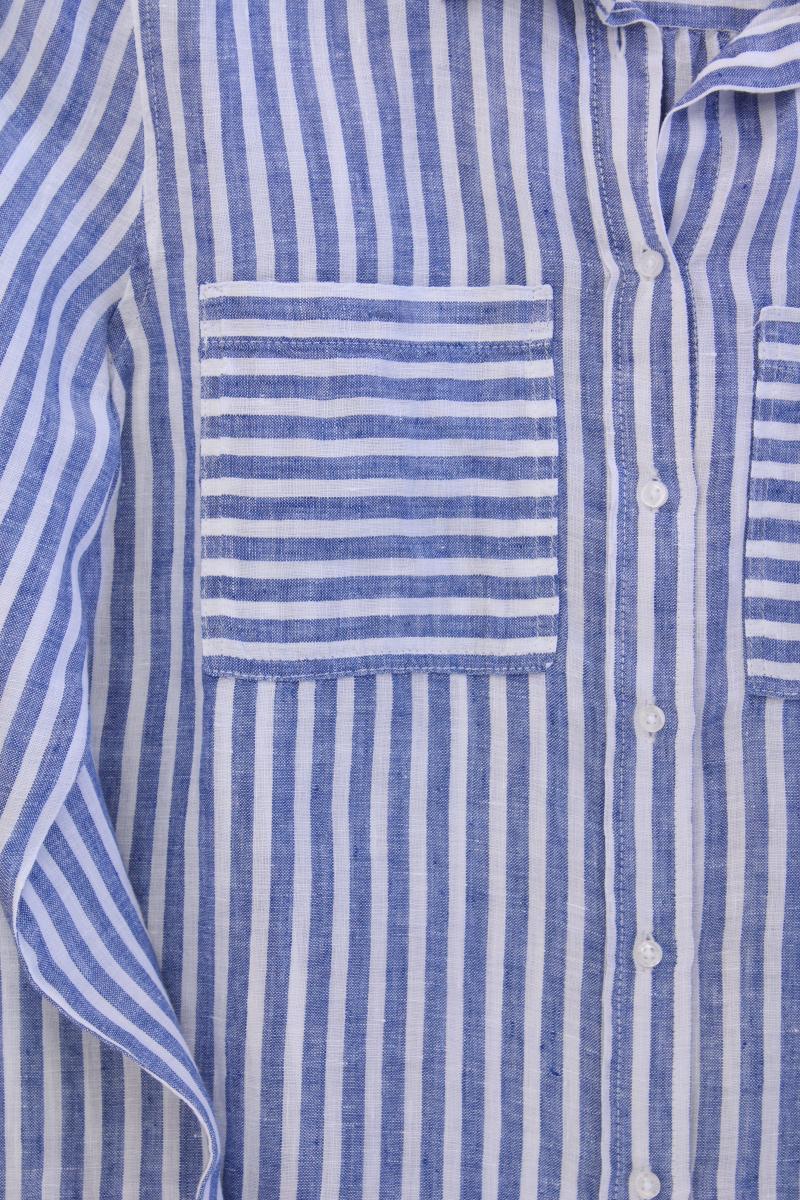 Street One Leinenbluse Gr. 36 gestreift neuwertig Langarm blau