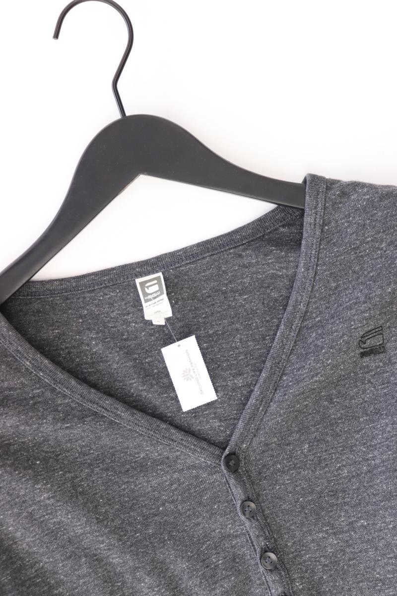 G-Star RAW Shirt mit V-Ausschnitt für Herren Gr. M Langarm grau aus Baumwolle