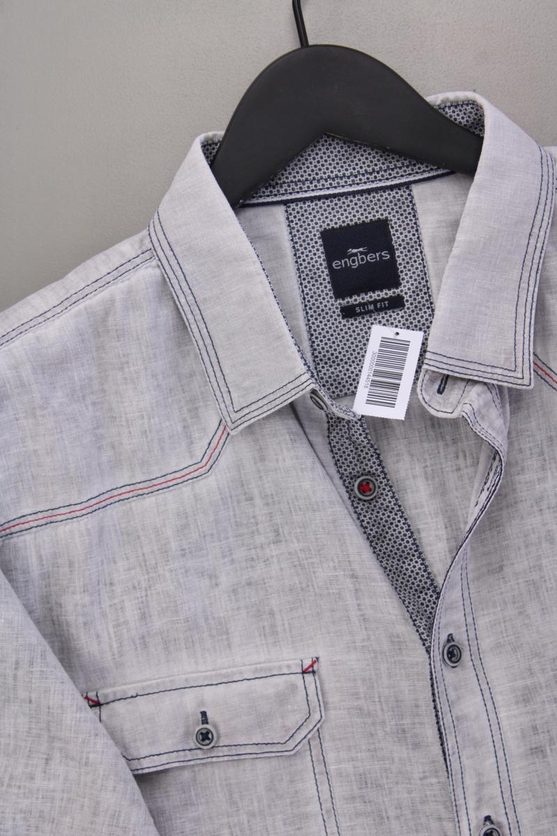 Engbers Leinenhemd für Herren Gr. XL Kurzarm grau