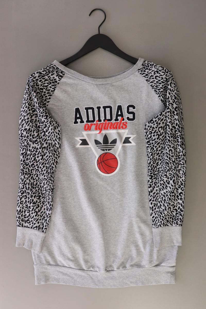 Adidas Langarmpullover Gr. 38 mit Tierdruck grau aus Baumwolle
