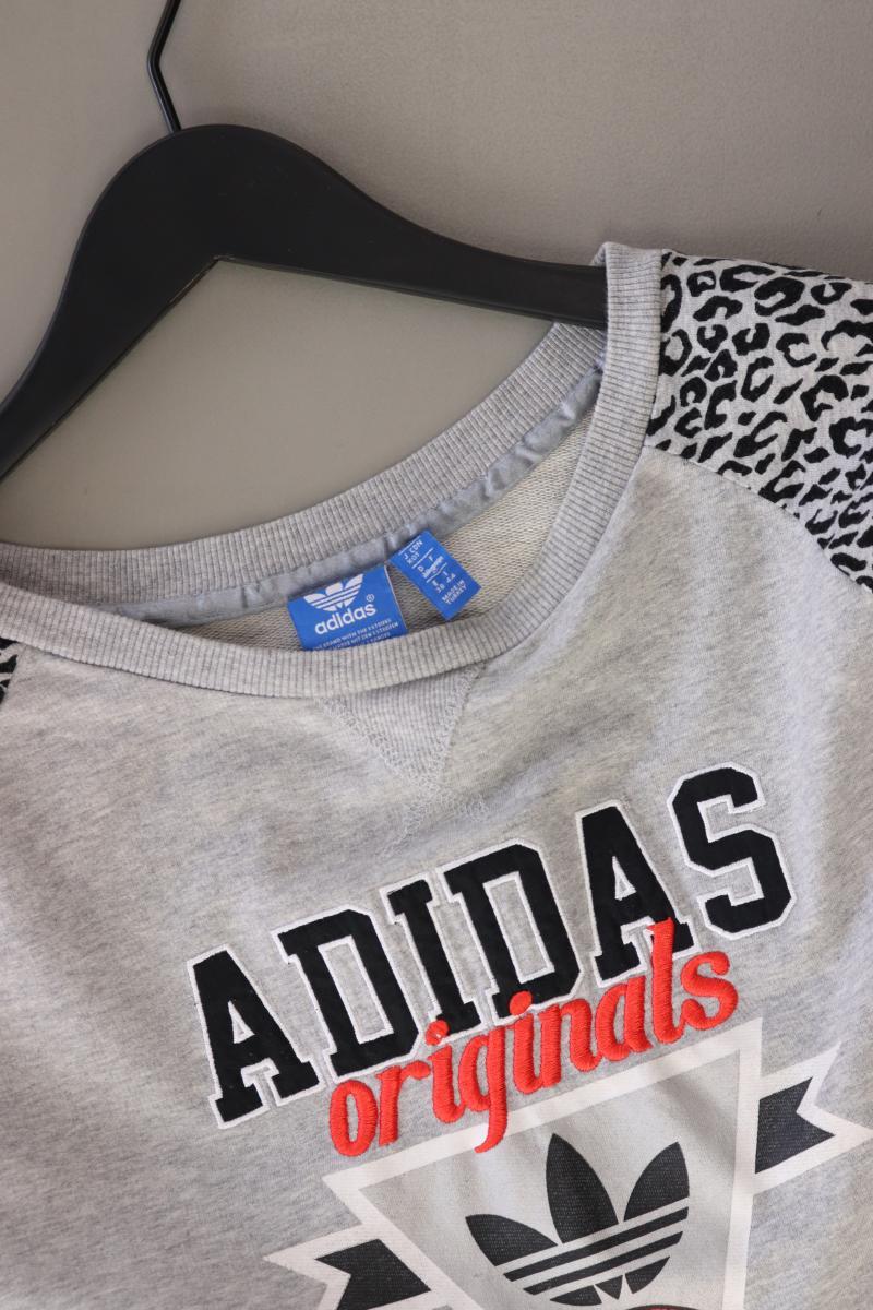 Adidas Langarmpullover Gr. 38 mit Tierdruck grau aus Baumwolle