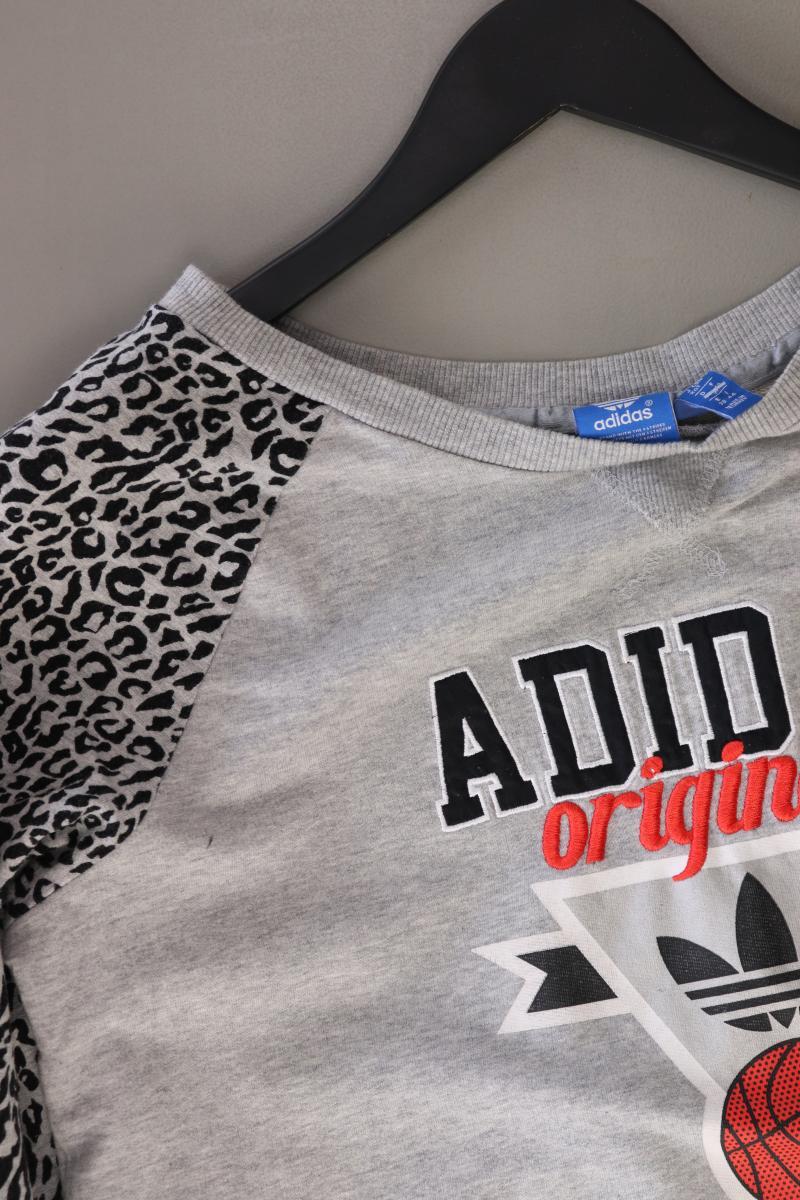 Adidas Langarmpullover Gr. 38 mit Tierdruck grau aus Baumwolle