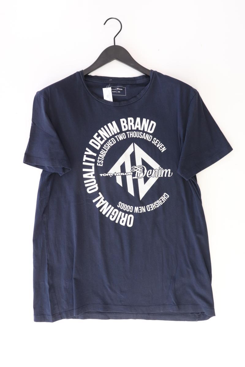 Tom Tailor (Denim) Printshirt für Herren Gr. XXL Kurzarm blau aus Baumwolle