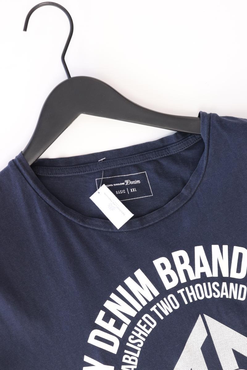 Tom Tailor (Denim) Printshirt für Herren Gr. XXL Kurzarm blau aus Baumwolle