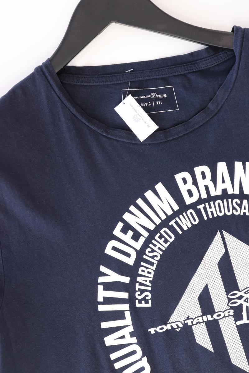 Tom Tailor (Denim) Printshirt für Herren Gr. XXL Kurzarm blau aus Baumwolle