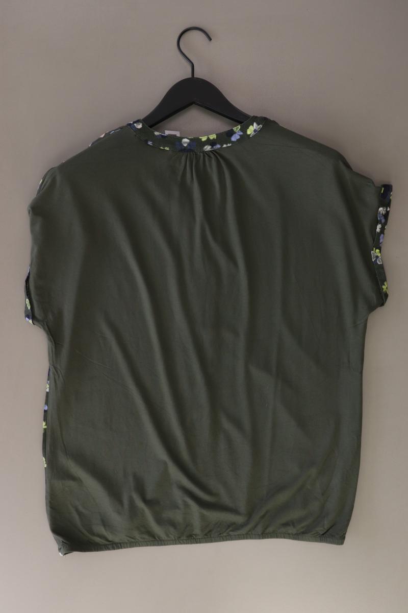 Cecil Shirt mit V-Ausschnitt Gr. M mit Blumenmuster Kurzarm olivgrün aus Viskose