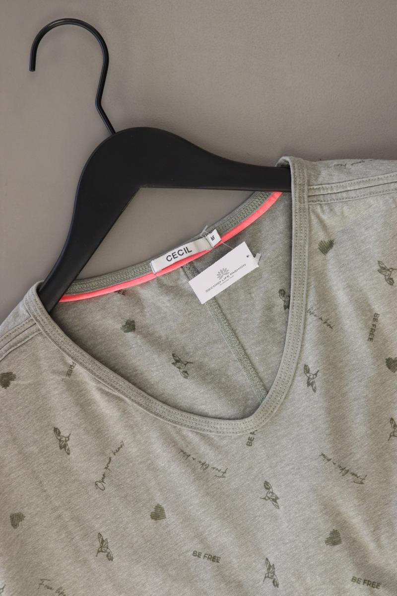 Cecil Shirt mit V-Ausschnitt Gr. M Kurzarm olivgrün aus Baumwolle