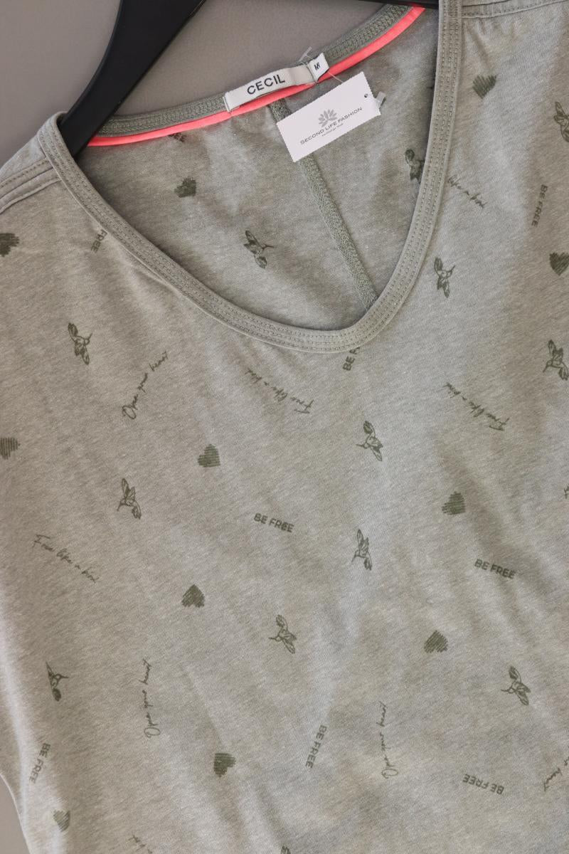 Cecil Shirt mit V-Ausschnitt Gr. M Kurzarm olivgrün aus Baumwolle