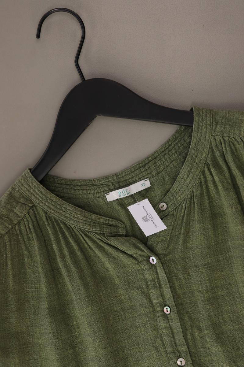 edc by Esprit Kurzarmbluse Gr. XS olivgrün aus Baumwolle