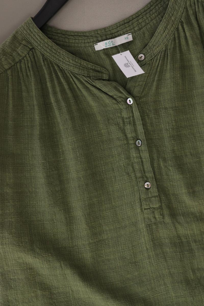 edc by Esprit Kurzarmbluse Gr. XS olivgrün aus Baumwolle