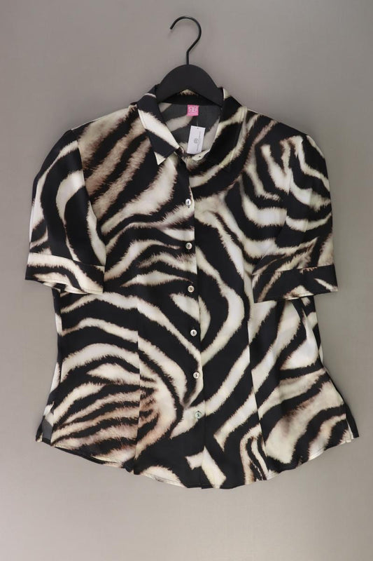 Basler Kurzarmbluse Gr. 42 mit Tierdruck schwarz aus Polyester