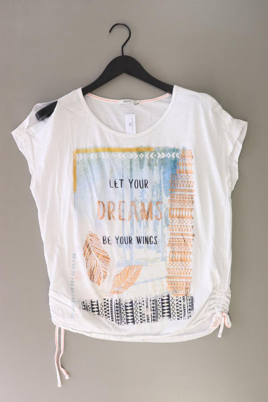 Cecil Printshirt Gr. L Kurzarm weiß aus Baumwolle