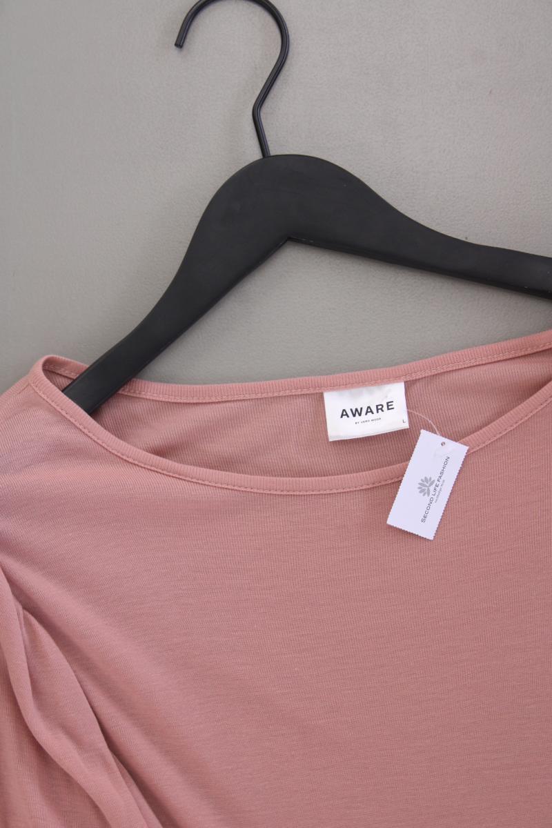 Aware by Vero Moda Shirt Gr. L neuwertig Kurzarm rosa aus Lyocell