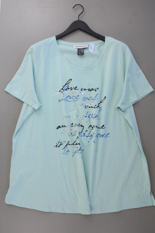 Janet & Joyce Printshirt Gr. 56 neuwertig Kurzarm blau aus Baumwolle