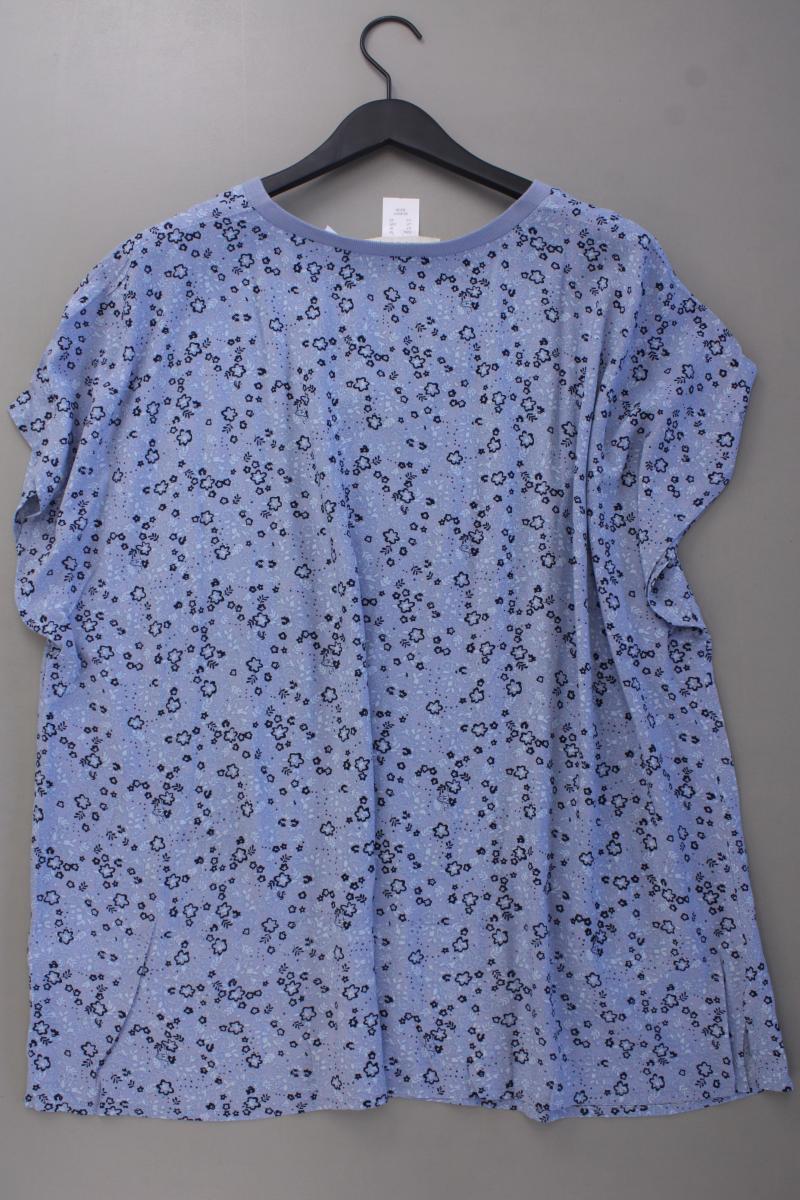 Janet & Joyce Kurzarmbluse Gr. 54 mit Blumenmuster neuwertig blau aus Viskose