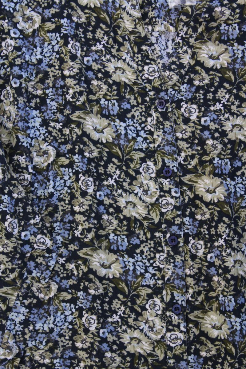 Janet & Joyce Langarmbluse Gr. 52 mit Blumenmuster neuwertig blau aus Viskose