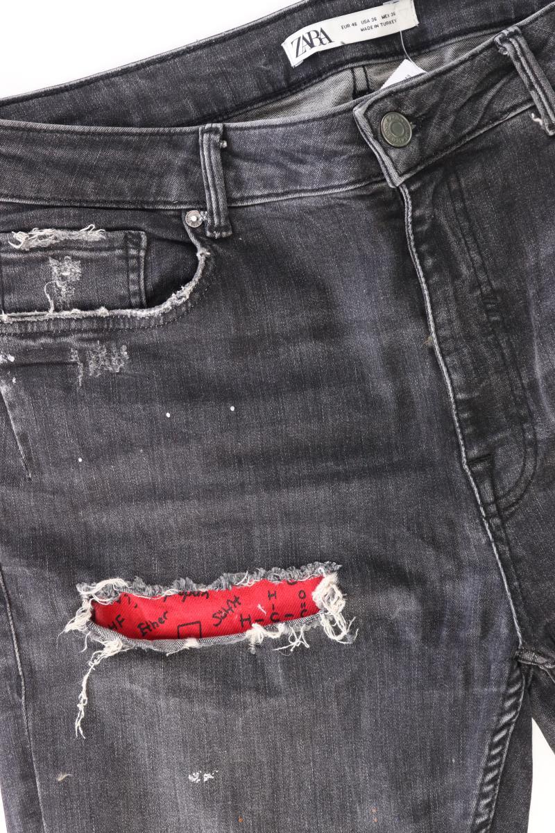 Zara Straight Jeans Gr. 46 schwarz aus Baumwolle