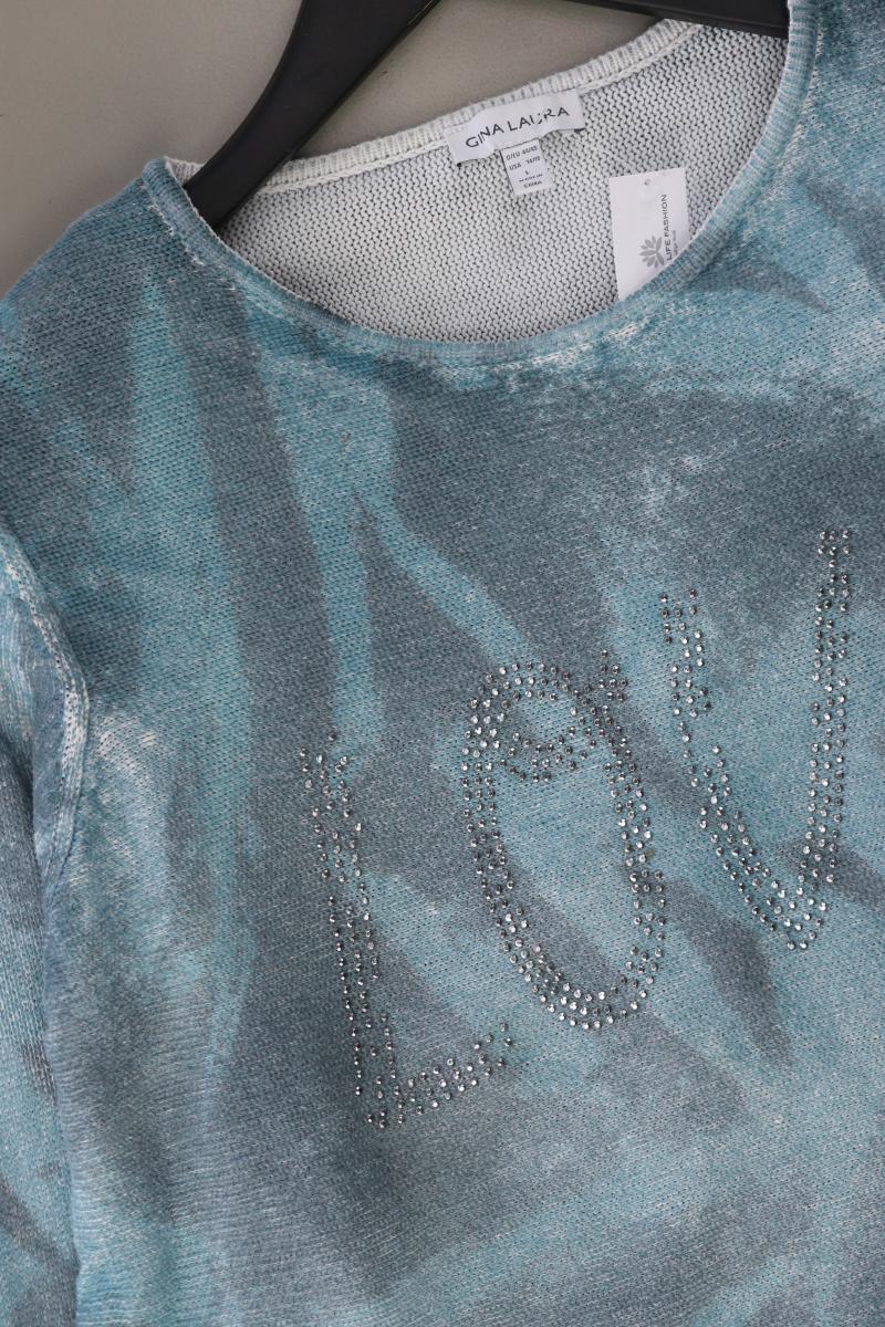 Gina Laura Feinstrickpullover Gr. L blau aus Baumwolle