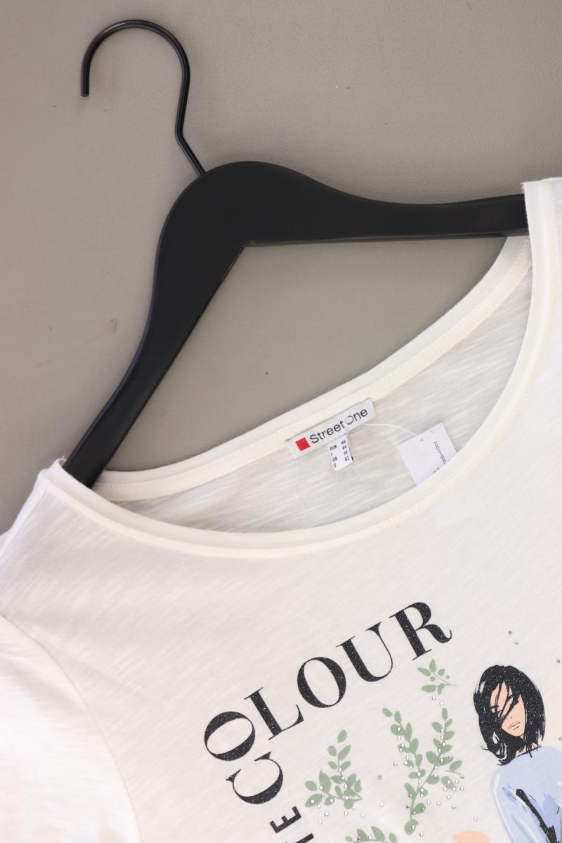 Street One Printshirt Gr. 40 Kurzarm weiß aus Baumwolle