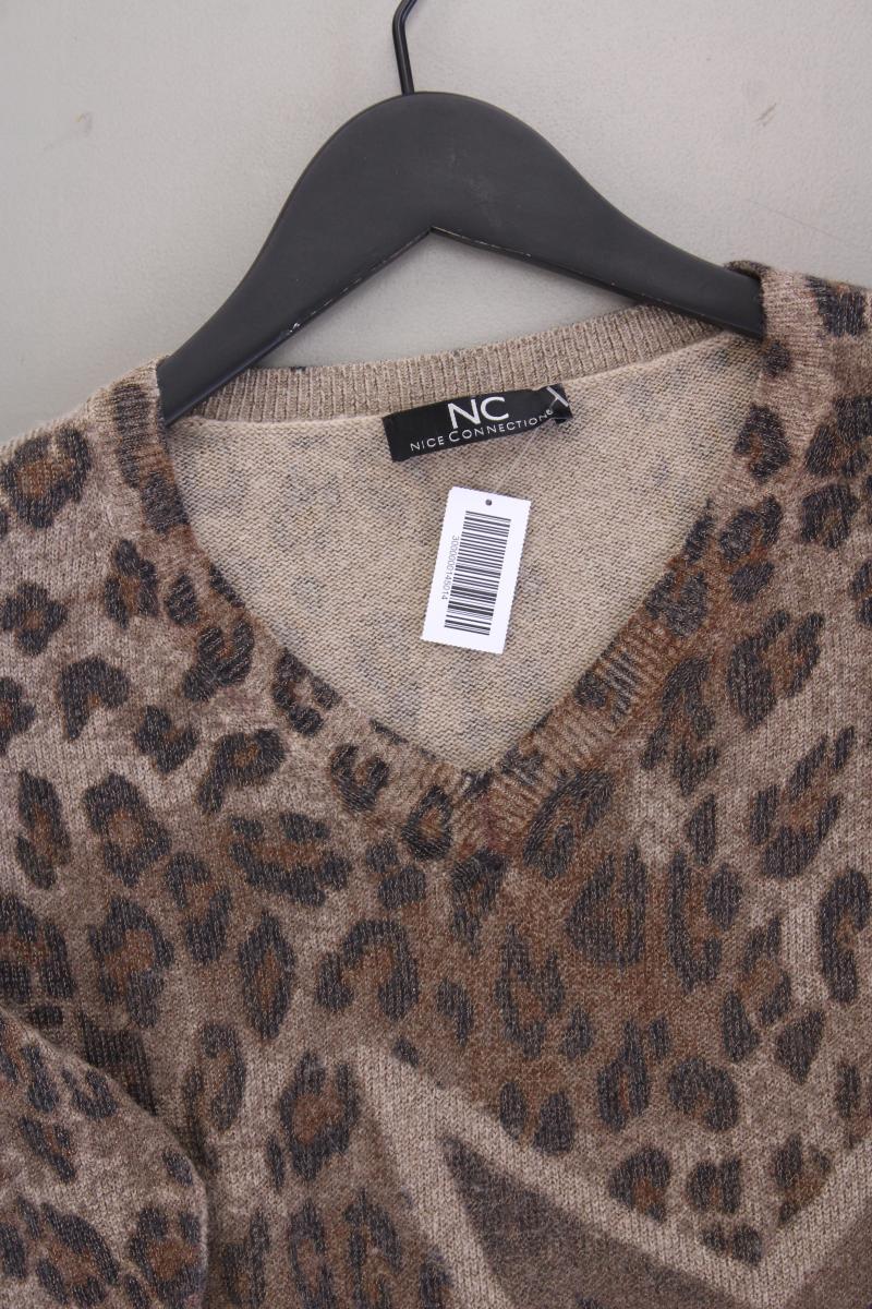 Nice Connection Wollpullover Gr. 38 mit Tierdruck neuwertig braun