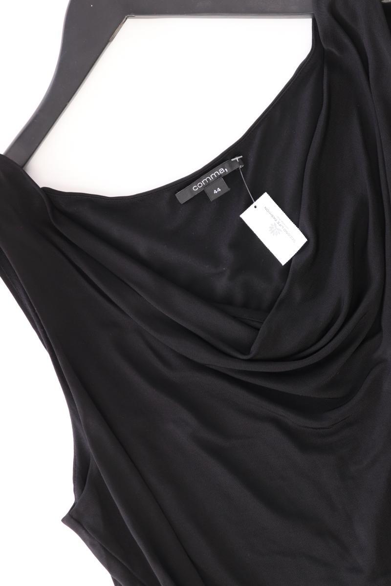 comma, Abendkleid Gr. 44 mit Gürtel Ärmellos schwarz aus Polyester