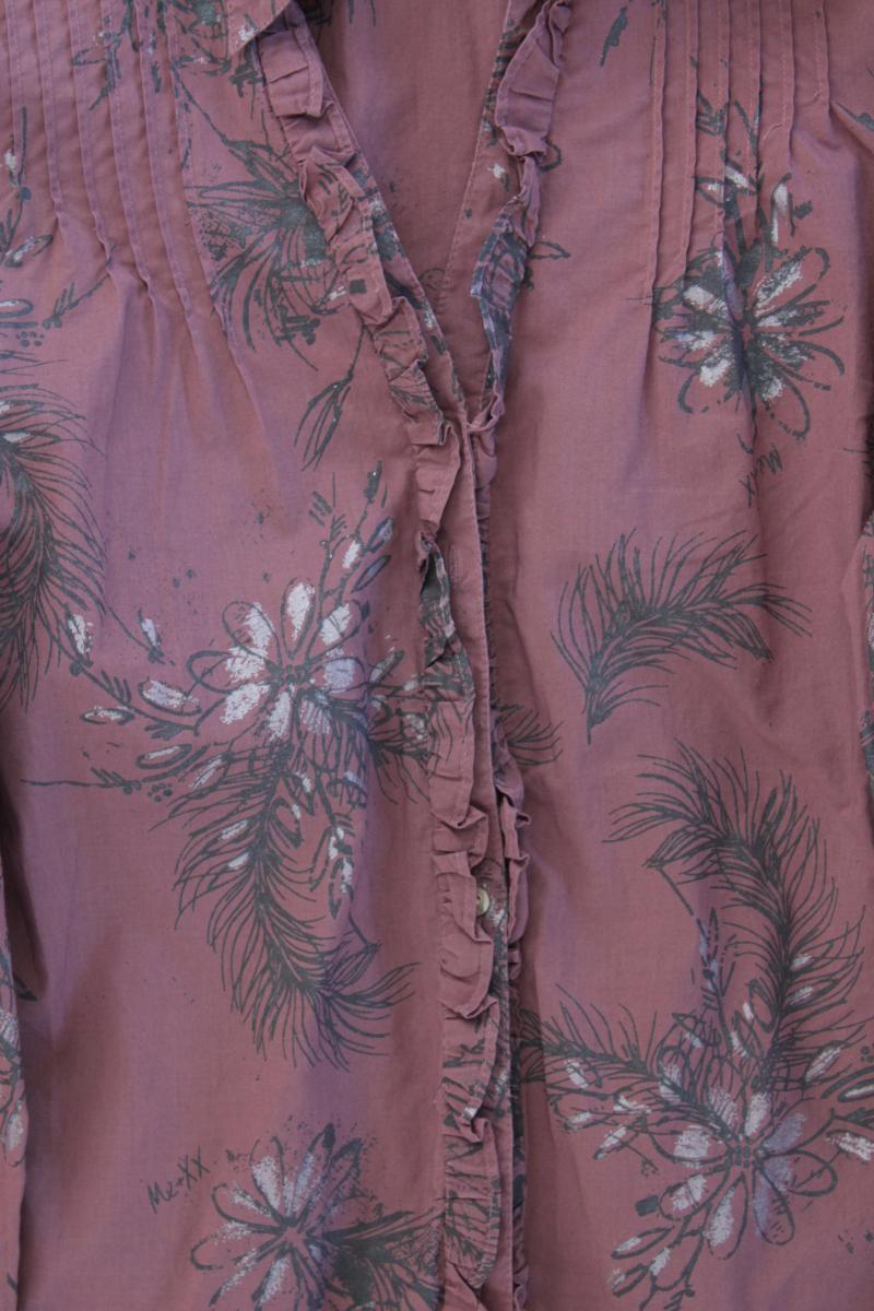 Mexx Rüschenbluse Gr. 34 mit Blumenmuster Langarm rosa aus Baumwolle