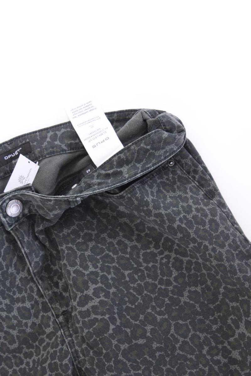 Opus Jeans Modell Elma Gr. 42 mit Tierdruck neuwertig grau aus Baumwolle