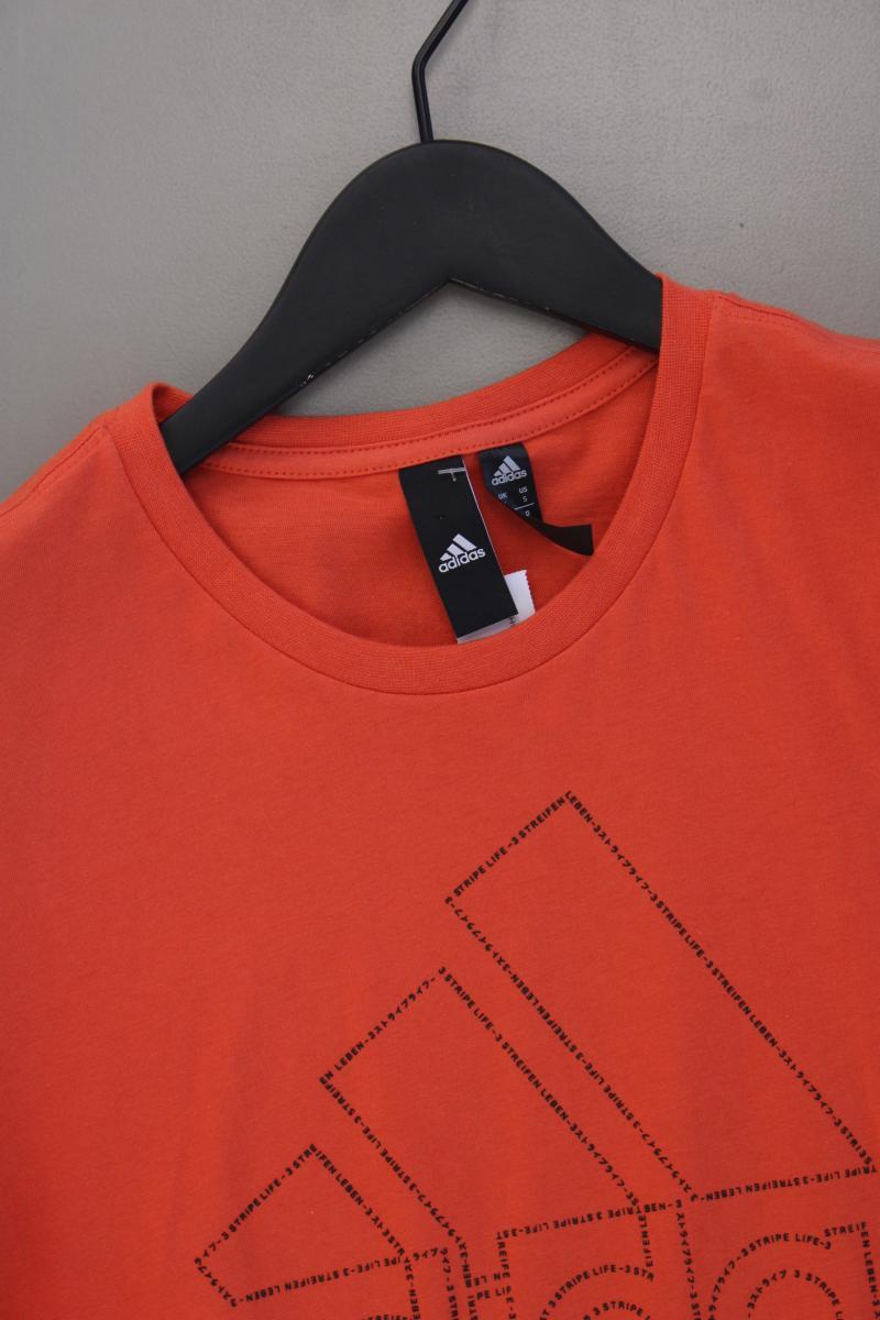 Adidas T-Shirt für Herren Gr. S Kurzarm orange aus Baumwolle