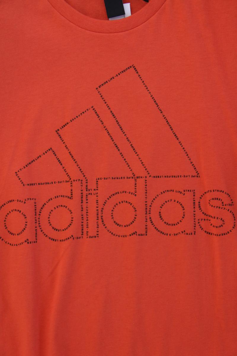 Adidas T-Shirt für Herren Gr. S Kurzarm orange aus Baumwolle