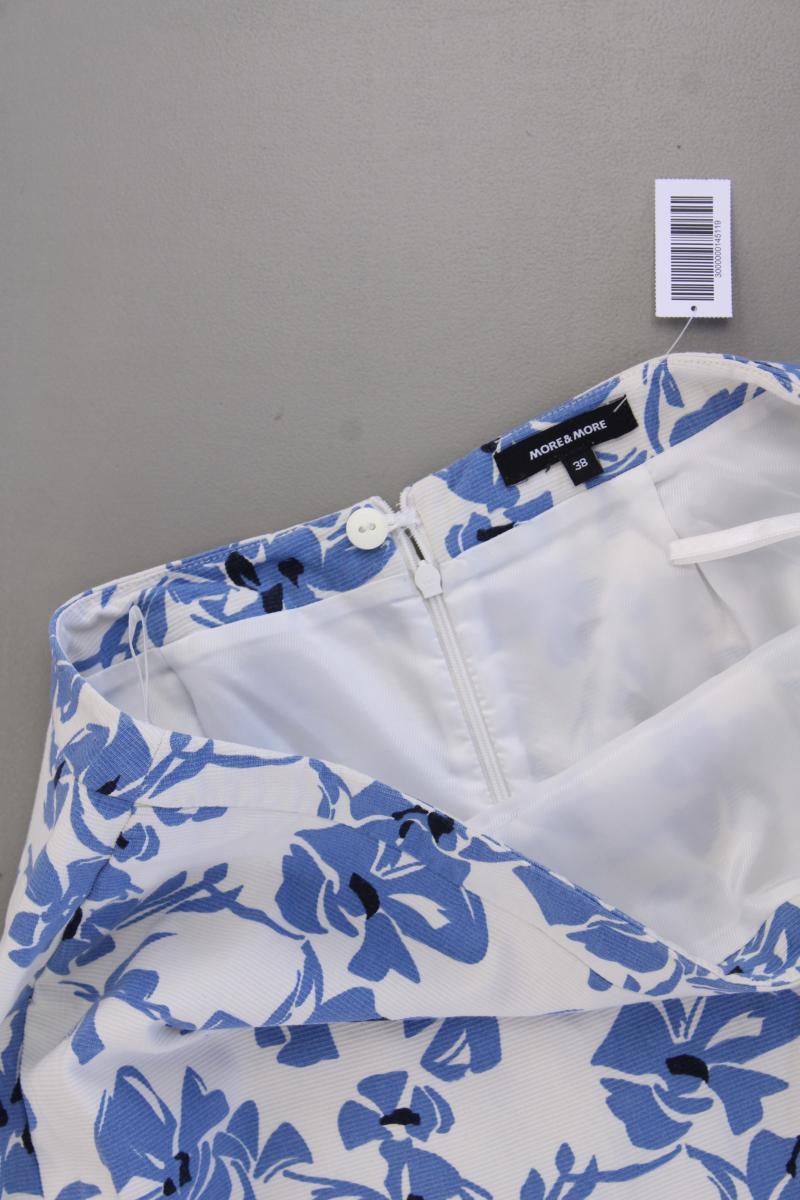 More&More Bleistiftrock Gr. 38 mit Blumenmuster blau aus Baumwolle